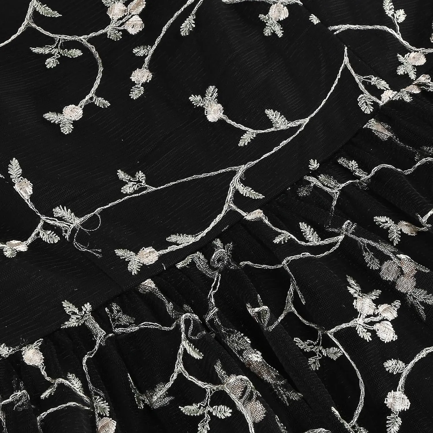 Spaghetti Strap Floral Embroidered Dress for Women Wedding Guest Tea Party Dress for Woman Tulle Prom Formal Cocktail Dress