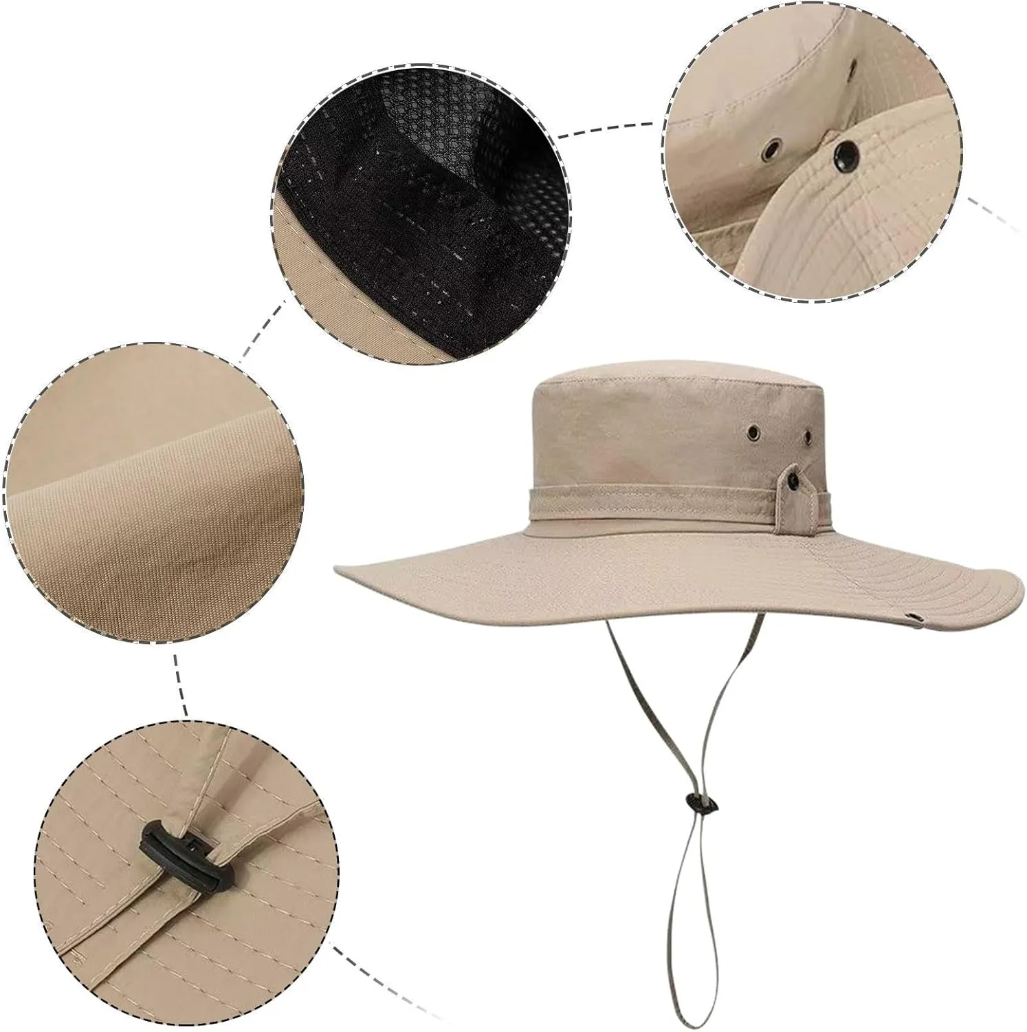 SPF Bucket Hats for Men Women Lightweight Breathable Wide Brim Boonie Hat UV Protection Hiking Fishing Safari Sun Hat