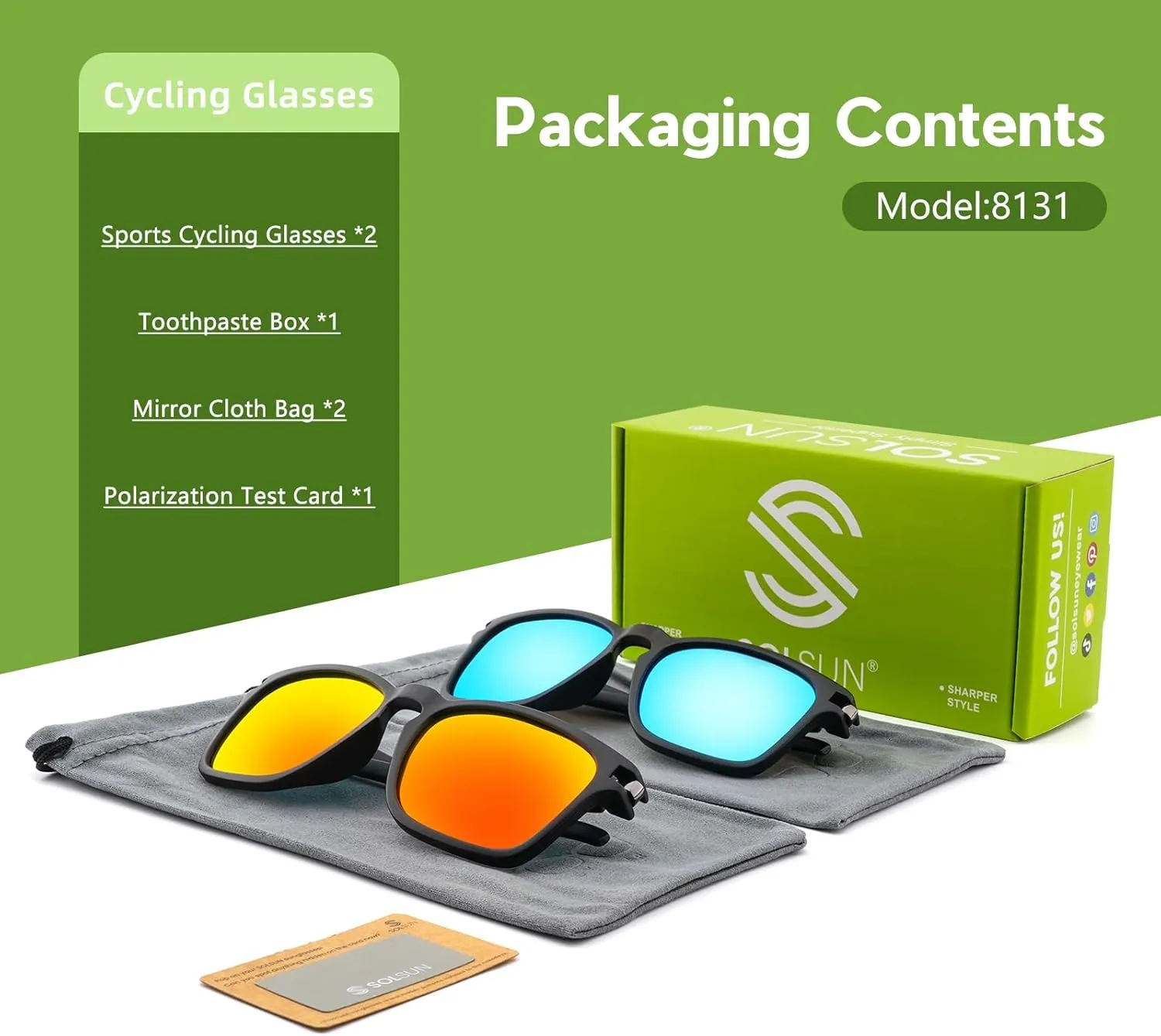 Sports Polarized Sunglasses for Men Woman, Wrap Around Sun Glasses UV Protection for Running Cycling Fishing Driving