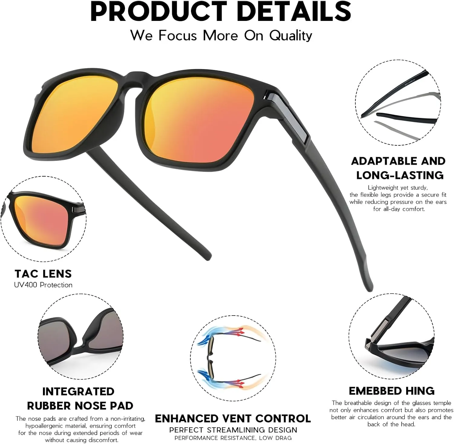 Sports Polarized Sunglasses for Men Woman, Wrap Around Sun Glasses UV Protection for Running Cycling Fishing Driving