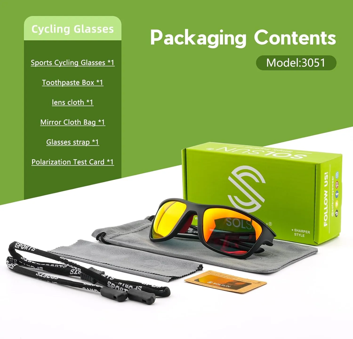 Sports Polarized Sunglasses for Men Woman, Wrap Around Sun Glasses UV Protection for Running Cycling Fishing Driving