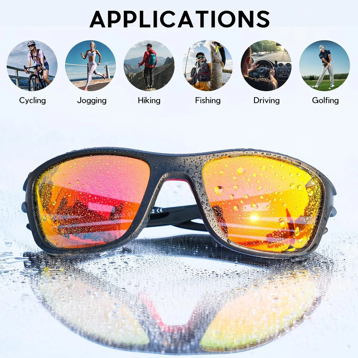 Sports Polarized Sunglasses for Men Woman, Wrap Around Sun Glasses UV Protection for Running Cycling Fishing Driving