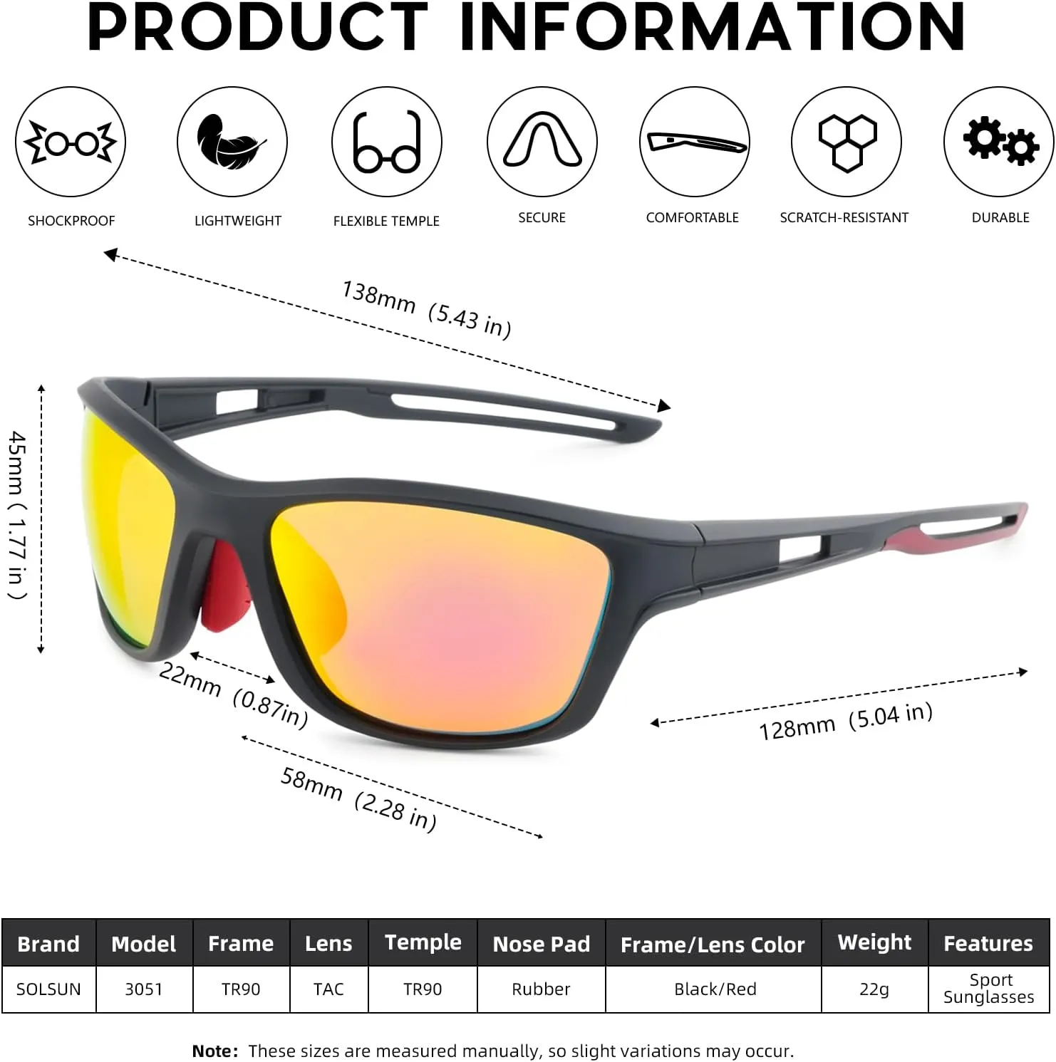 Sports Polarized Sunglasses for Men Woman, Wrap Around Sun Glasses UV Protection for Running Cycling Fishing Driving