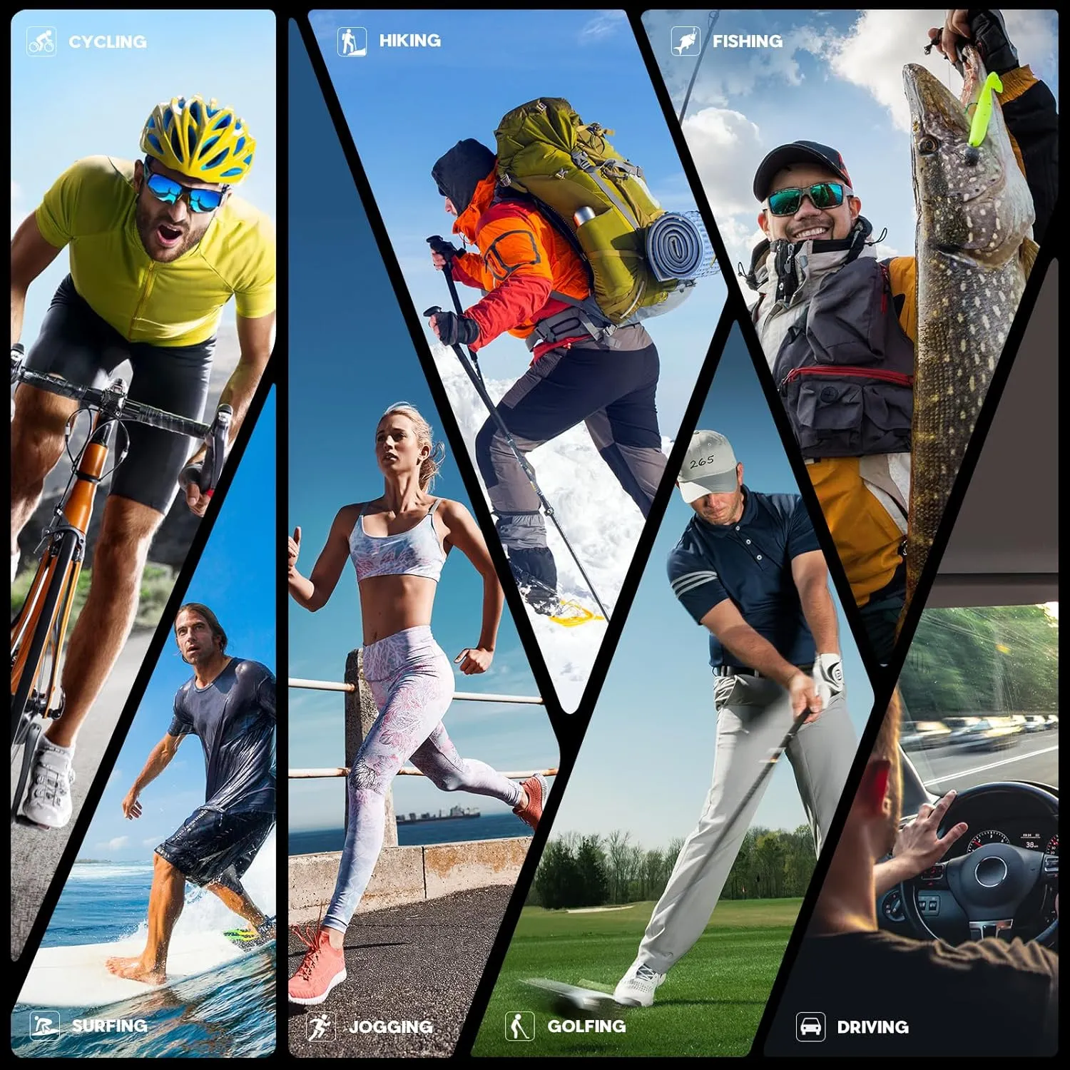 Sports Polarized Sunglasses for Men Woman, Wrap Around Sun Glasses UV Protection for Running Cycling Fishing Driving