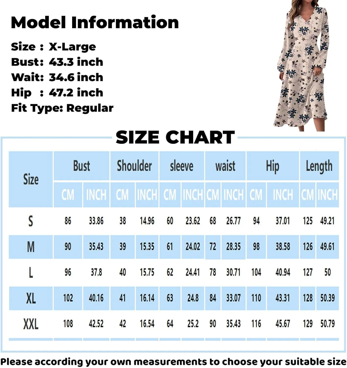 Spring Dresses for Women 2025 Long Sleeve V Neck Midi Boho Modest Cute Teens Office Western Dress