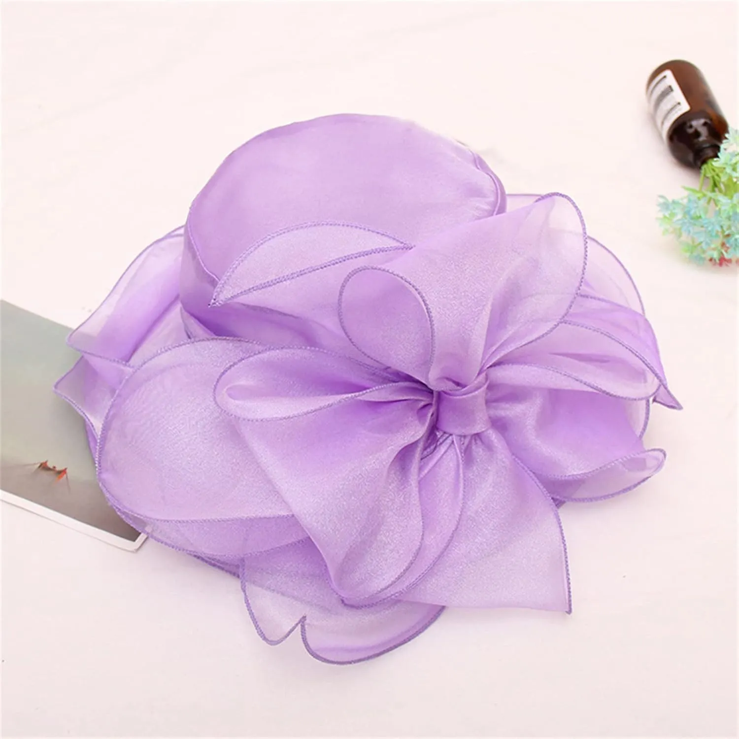 Spring Summer Mesh Sunshade Hats Flower Temperament Wedding Dress Sun Dome Large Brim Derby Hats for Women 2025