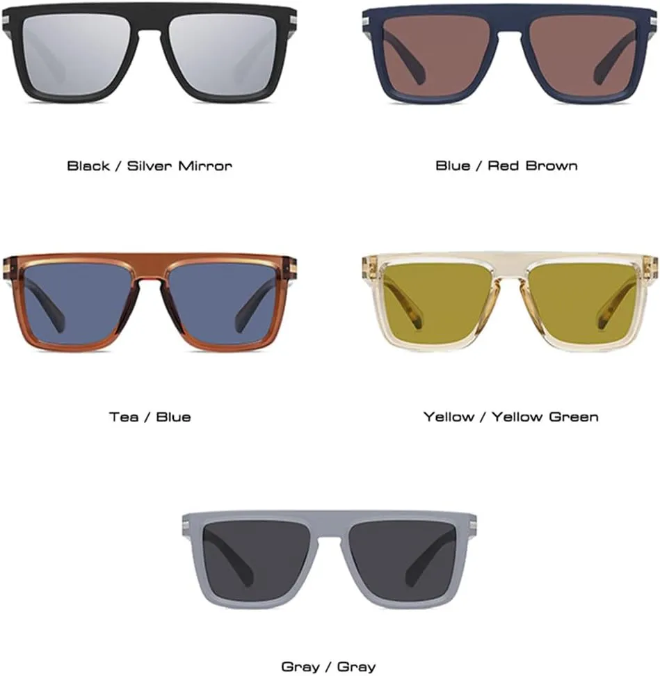 Square Men Polarized Driving Sunglasses Mirror Shades UV400 Women Sun Glasses