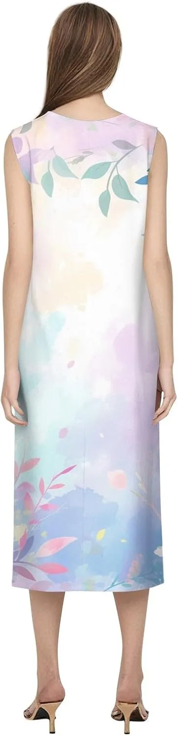 Strapless Dress for Women Summer Stylish Travel Crewneck Floral Dresses with Pockets Floral Party Summer Outfits