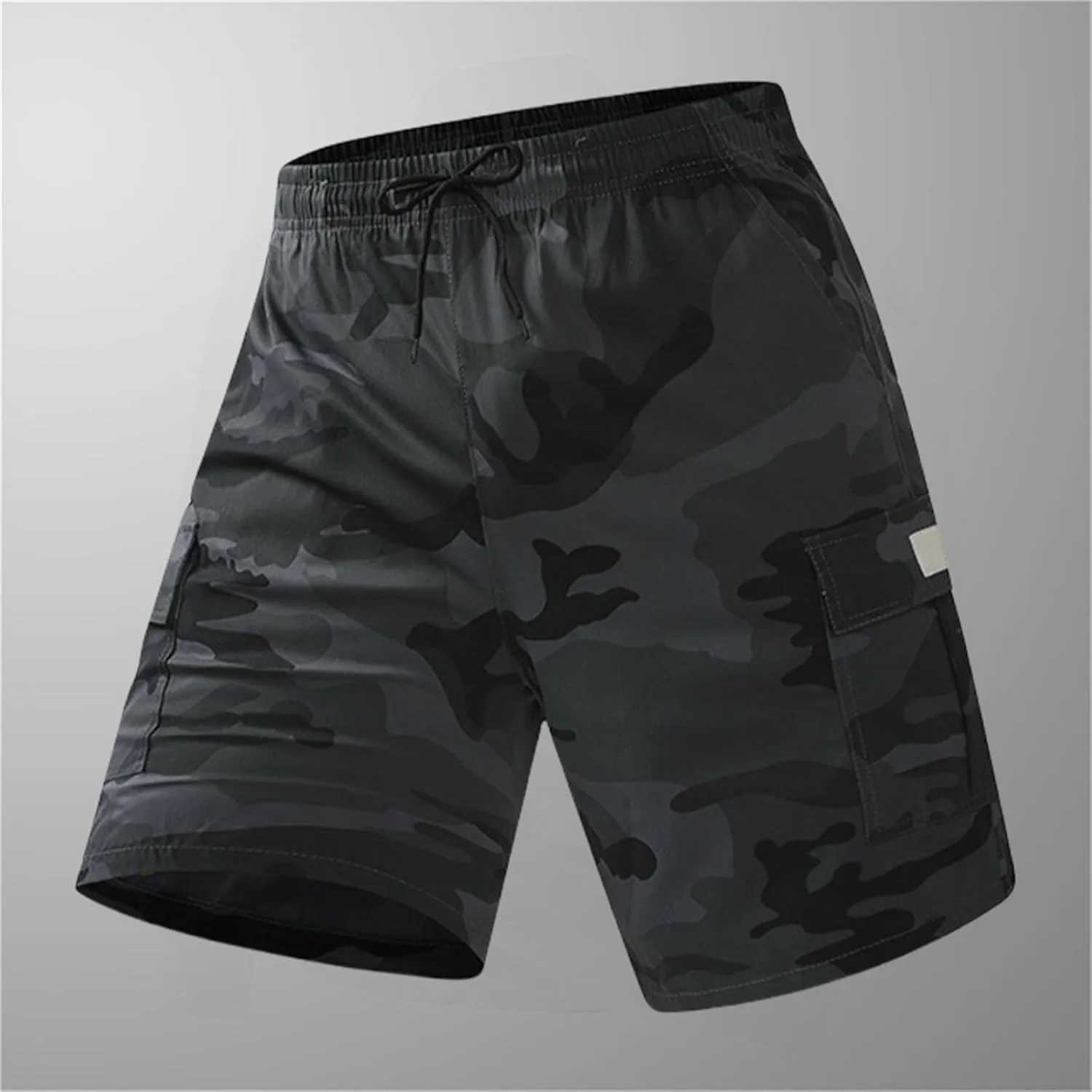 Summer Camo Shorts for Mens Training Workout Sport Cargo Pants Casual Drawstring Baggy Shorts with Pockets Plus Size