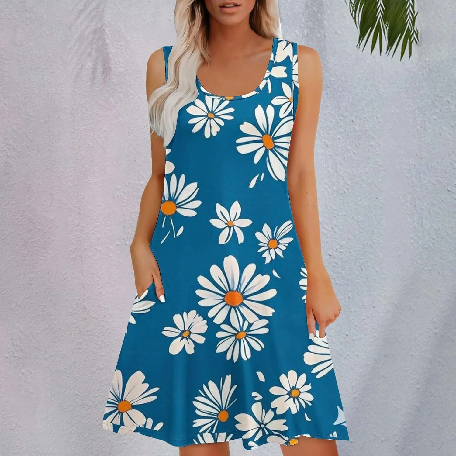 Summer Dresses for Women 2025 Sleeveless Sundresses Beach Casual Dress Casual Loose Sun Dress with Pockets