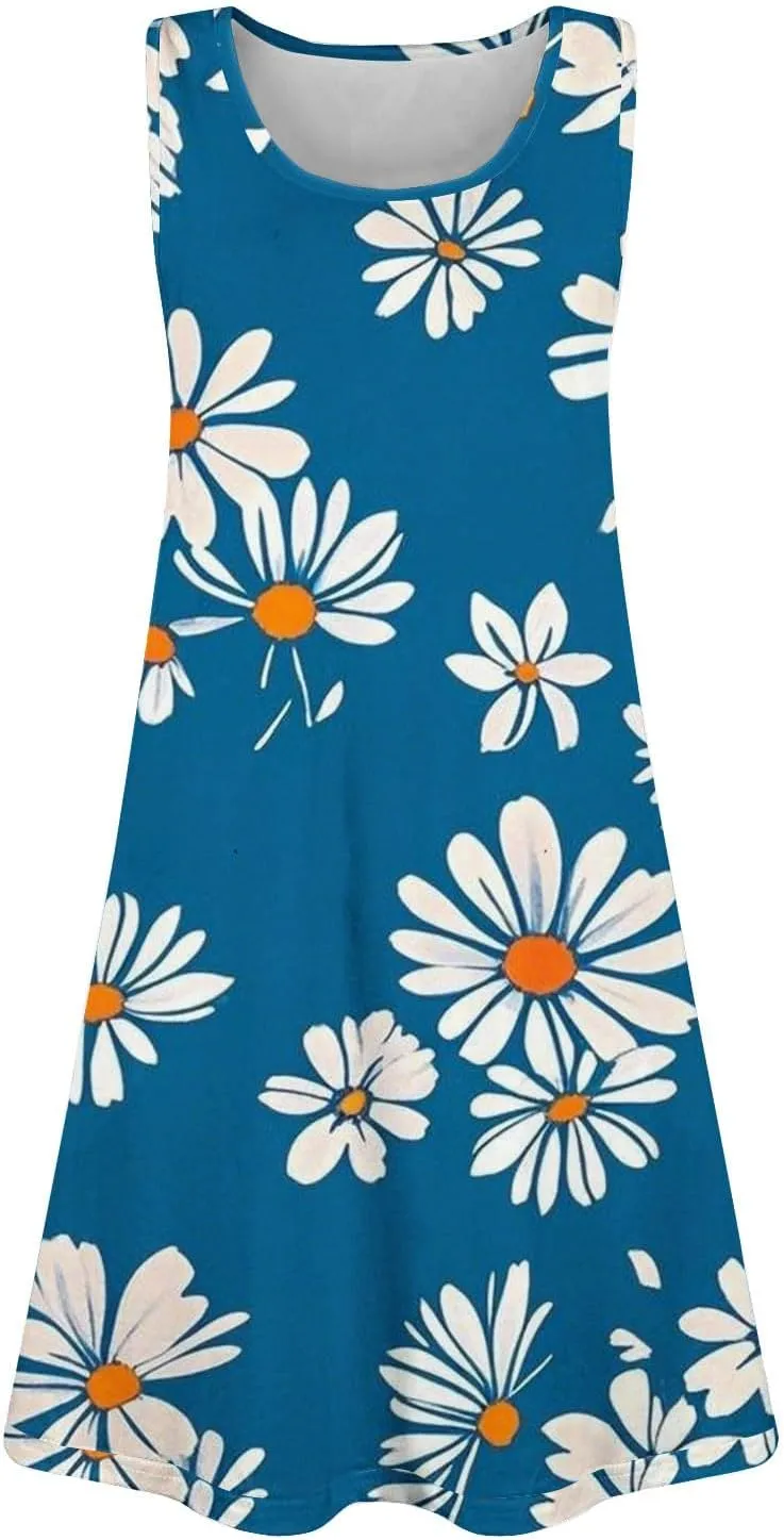 Summer Dresses for Women 2025 Sleeveless Sundresses Beach Casual Dress Casual Loose Sun Dress with Pockets