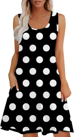 Summer Dresses for Women 2025 Sleeveless Sundresses Beach Casual Dress Casual Loose Sun Dress with Pockets
