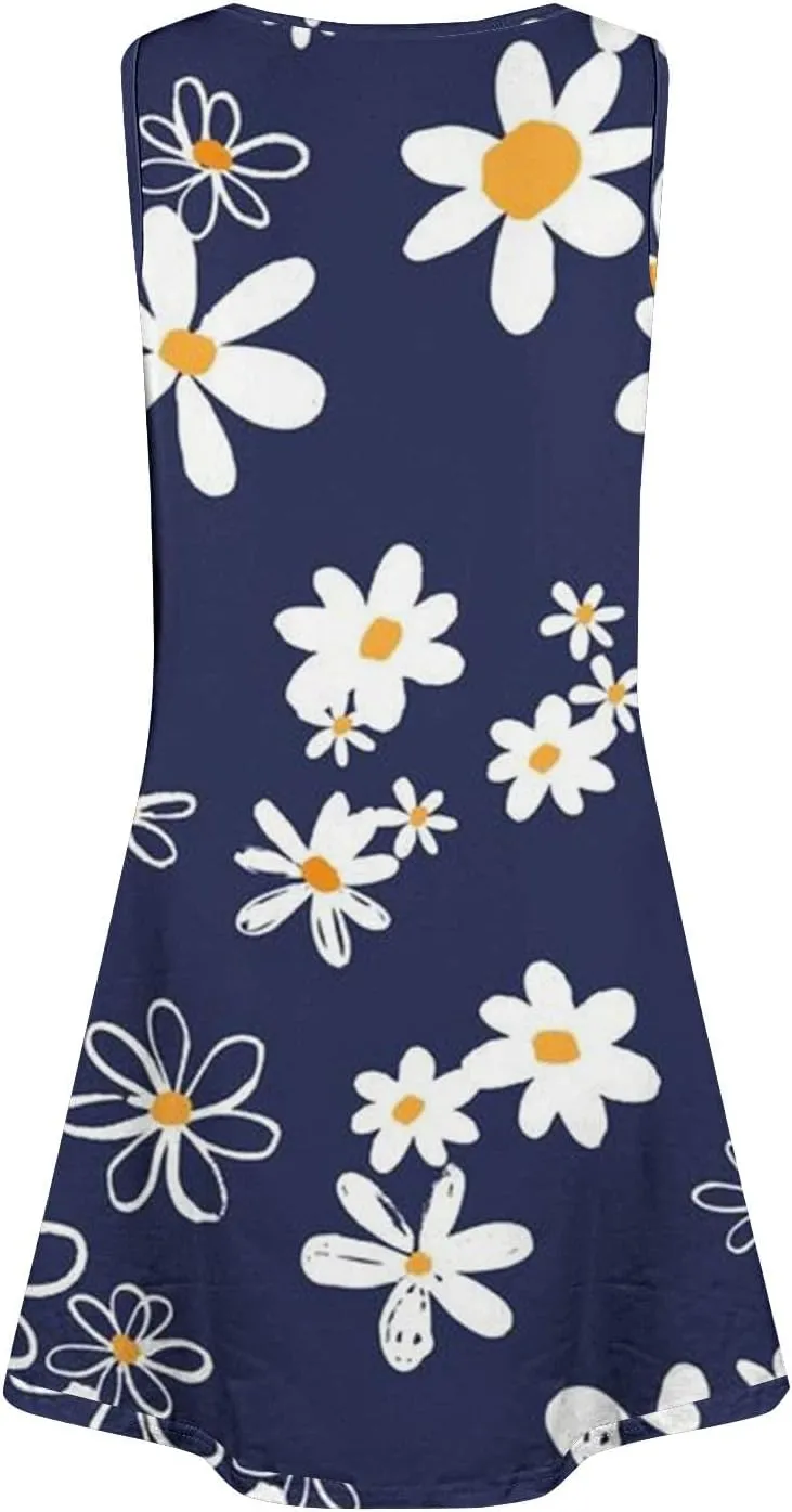 Summer Dresses for Women 2025 Sleeveless Sundresses Beach Casual Dress Casual Loose Sun Dress with Pockets