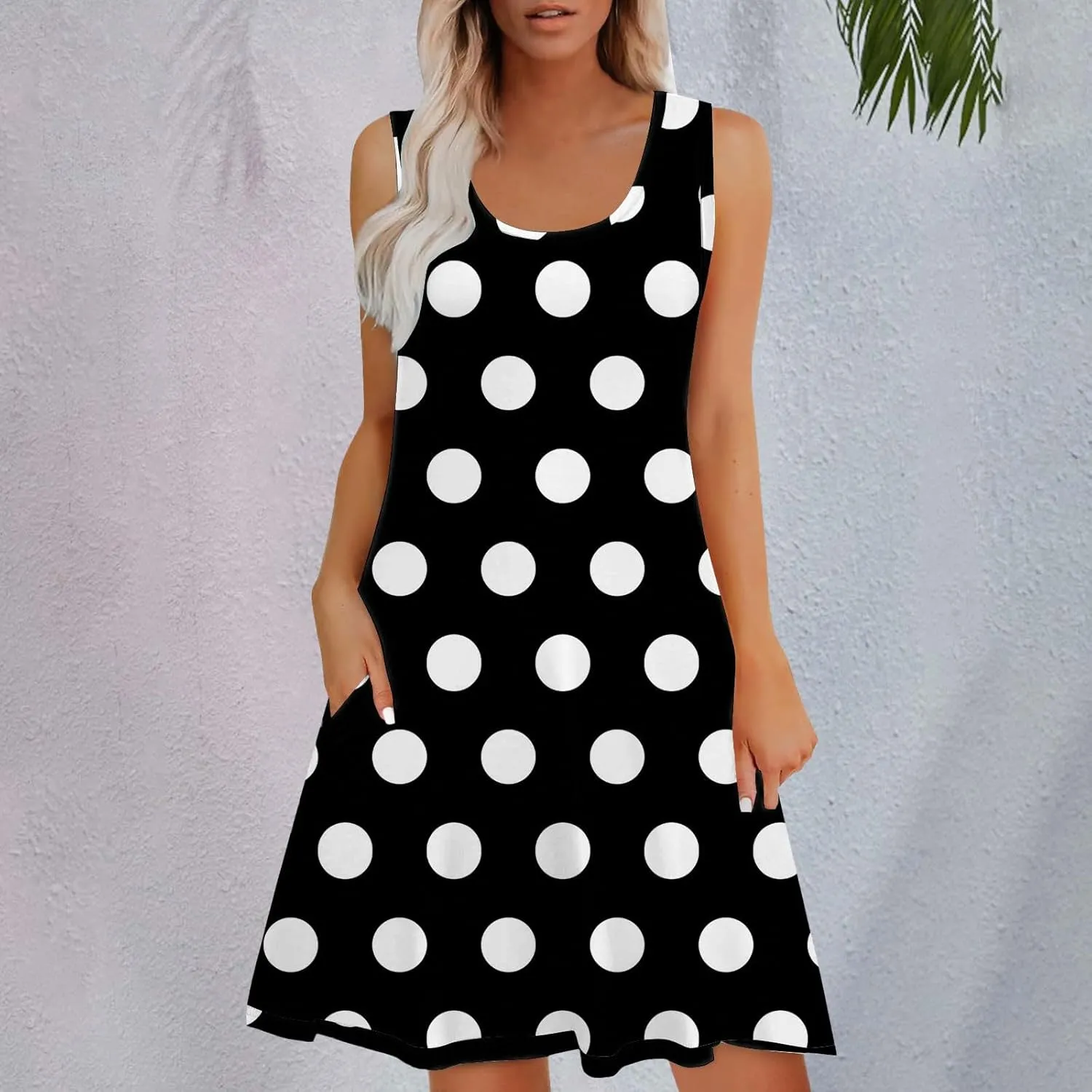 Summer Dresses for Women 2025 Sleeveless Sundresses Beach Casual Dress Casual Loose Sun Dress with Pockets