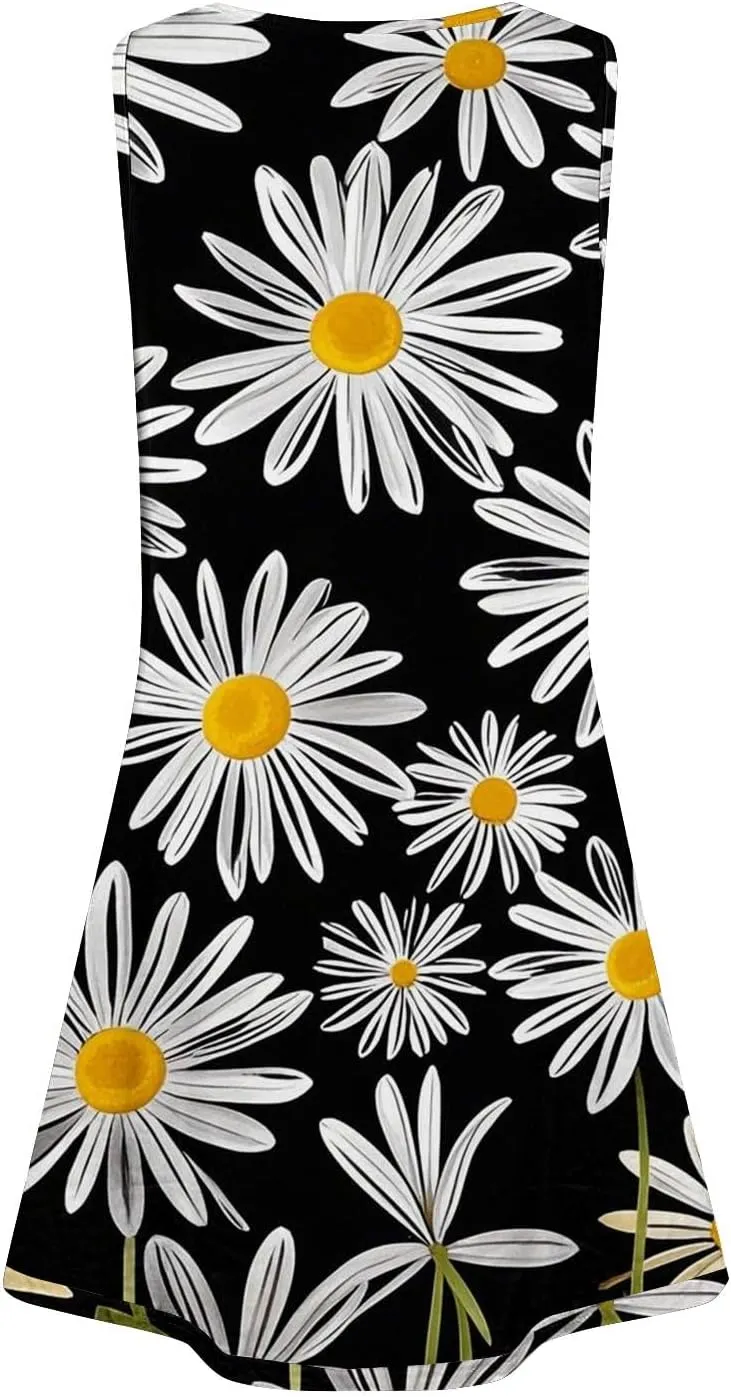 Summer Dresses for Women 2025 Sleeveless Sundresses Beach Casual Dress Casual Loose Sun Dress with Pockets