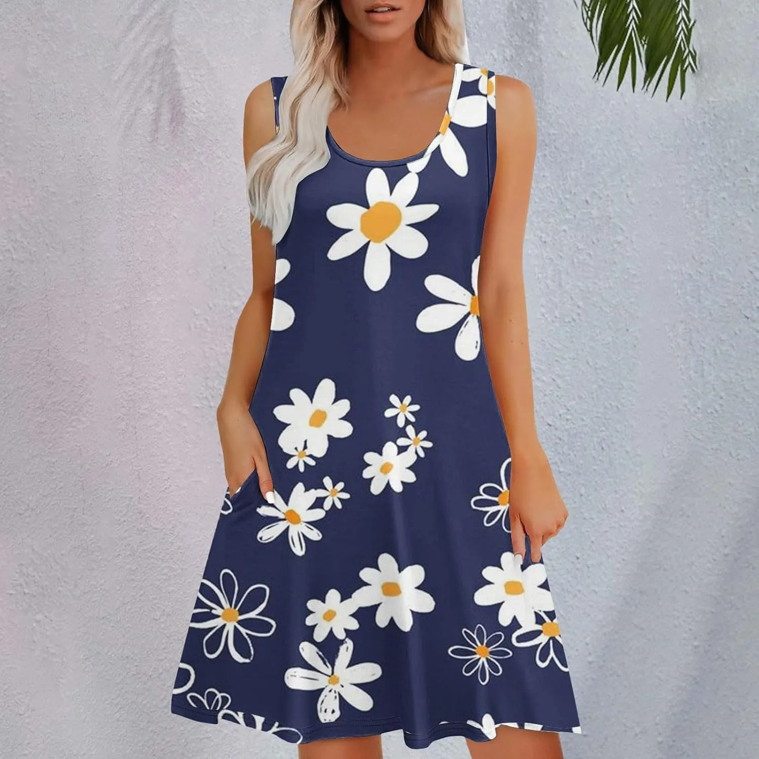 Summer Dresses for Women 2025 Sleeveless Sundresses Beach Casual Dress Casual Loose Sun Dress with Pockets