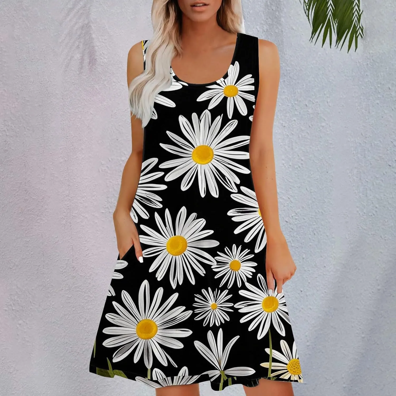 Summer Dresses for Women 2025 Sleeveless Sundresses Beach Casual Dress Casual Loose Sun Dress with Pockets