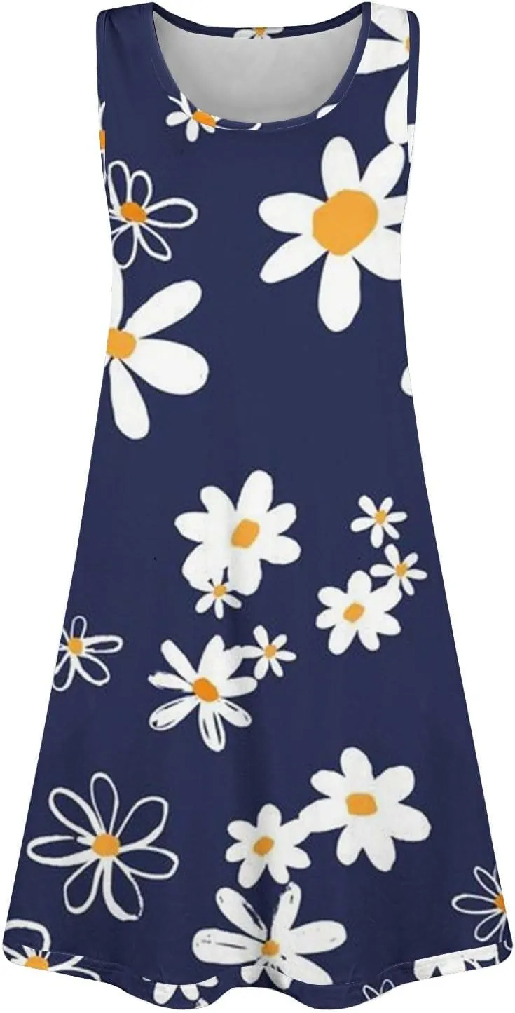 Summer Dresses for Women 2025 Sleeveless Sundresses Beach Casual Dress Casual Loose Sun Dress with Pockets