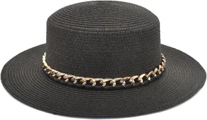Summer Linen Fedora Hat Short Brim Cuban Sun Hat Beach Hat Flat Top Hat for Men Women