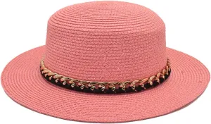 Summer Linen Fedora Hat Short Brim Cuban Sun Hat Beach Hat Flat Top Hat for Men Women