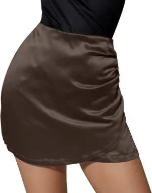 Summer Skirts for Women High Elastic Waist Satin Comfy Slim Stretchy Workout Short Skirts Womens Trendy Clothes