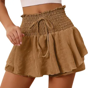 Summer Skirts for Women High Waist Drawstring Tummy Control Ruffles Cute Y2K Casual Boha Mini Skirts 2025 Streetwear