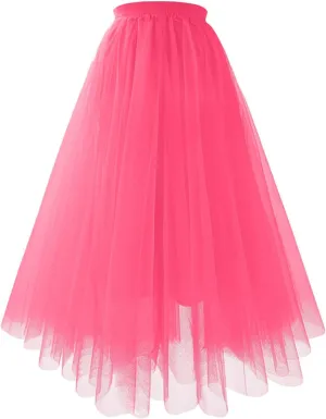 Summer Skirts for Women Loose Casual Trendy Solid Color Flowy Vacation Mesh Tulle Skirts, S-XL