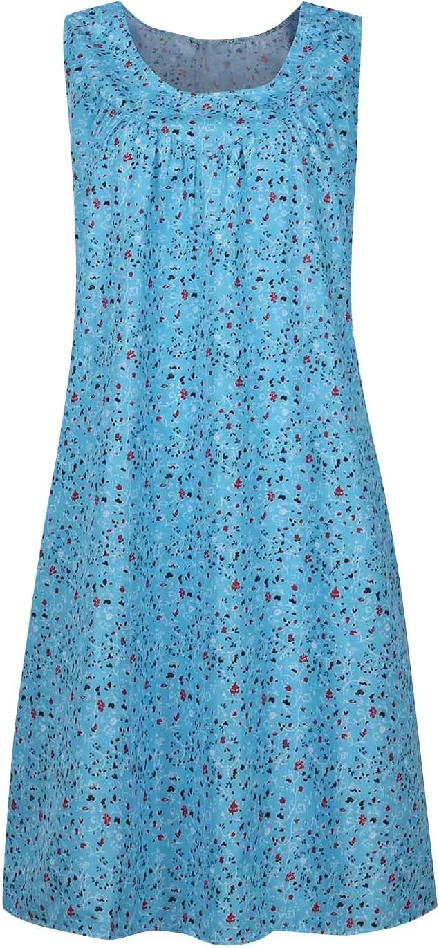 Sun Dresses Women Tank Top Dress Casual Summer Vacation Dress Short Dress Sleeveless Fashion Floral Dress with Pockets