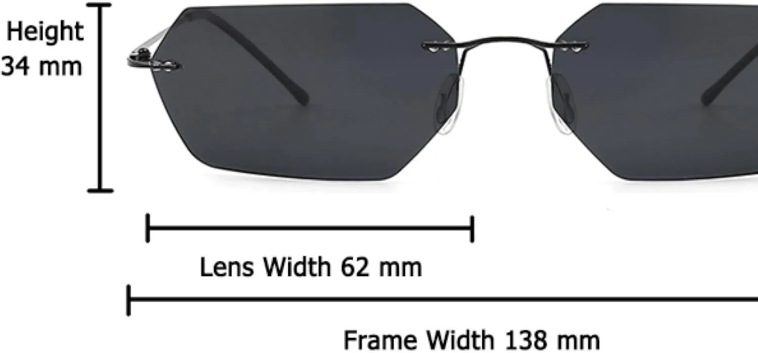 Sunglasses Rivets Men Driving Frameless Polygon Sun Glasses for Men