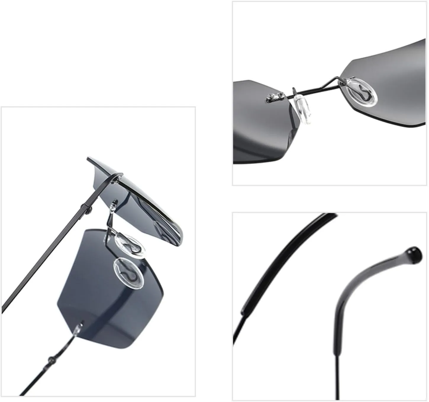 Sunglasses Rivets Men Driving Frameless Polygon Sun Glasses for Men