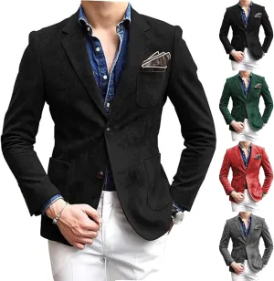 Thatrich Casual Business Jacket for Men Fall Winter Blazers Lightweight Button Down Cardigan Lapel Long Sleeve Casual Suit