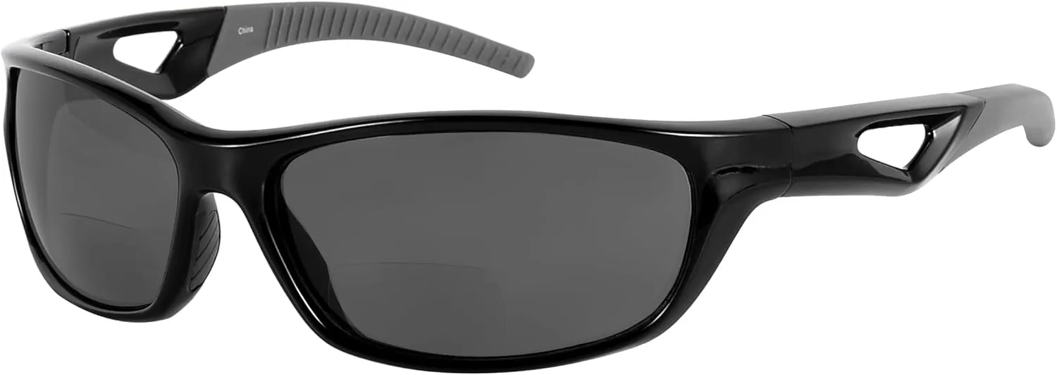 'The Competitor' 2 Pair of Lightweight Unisex Sport Wrap Bifocal Sunglasses with HD Lenses & UV400 Protection