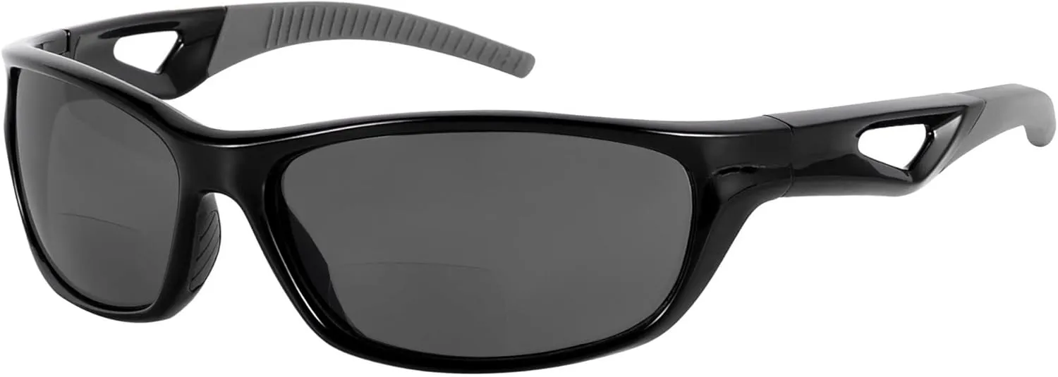 'The Competitor' 2 Pair of Lightweight Unisex Sport Wrap Bifocal Sunglasses with HD Lenses & UV400 Protection