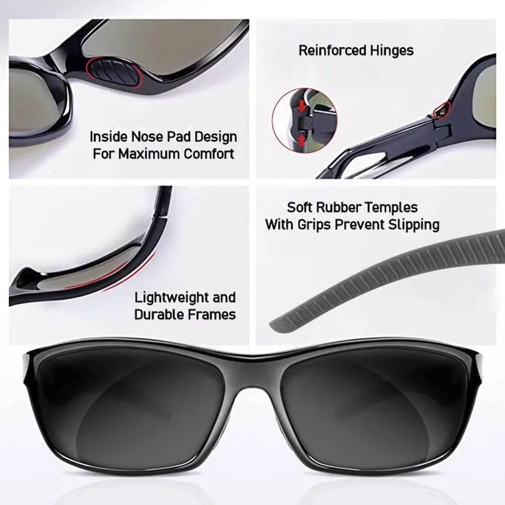 'The Competitor' 2 Pair of Lightweight Unisex Sport Wrap Bifocal Sunglasses with HD Lenses & UV400 Protection