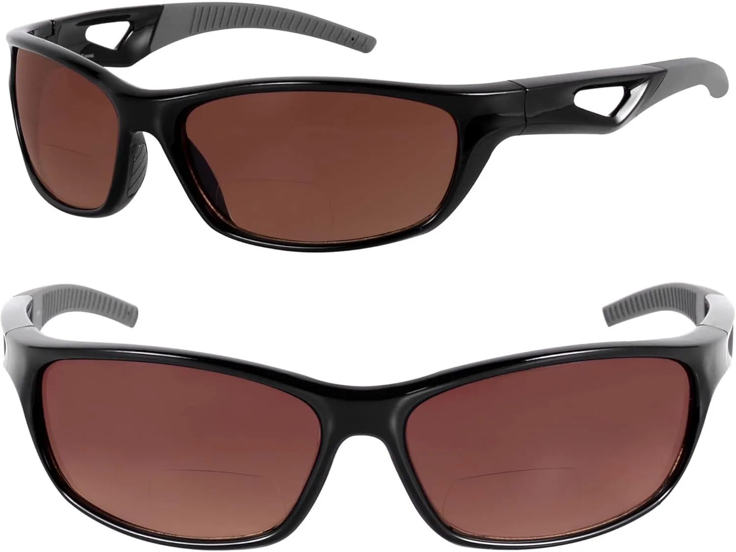 'The Competitor' 2 Pair of Lightweight Unisex Sport Wrap Bifocal Sunglasses with HD Lenses & UV400 Protection