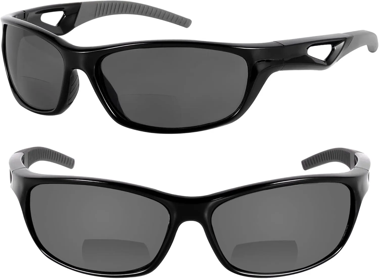 'The Competitor' 2 Pair of Lightweight Unisex Sport Wrap Bifocal Sunglasses with HD Lenses & UV400 Protection