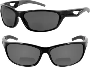 'The Competitor' 2 Pair of Lightweight Unisex Sport Wrap Bifocal Sunglasses with HD Lenses & UV400 Protection