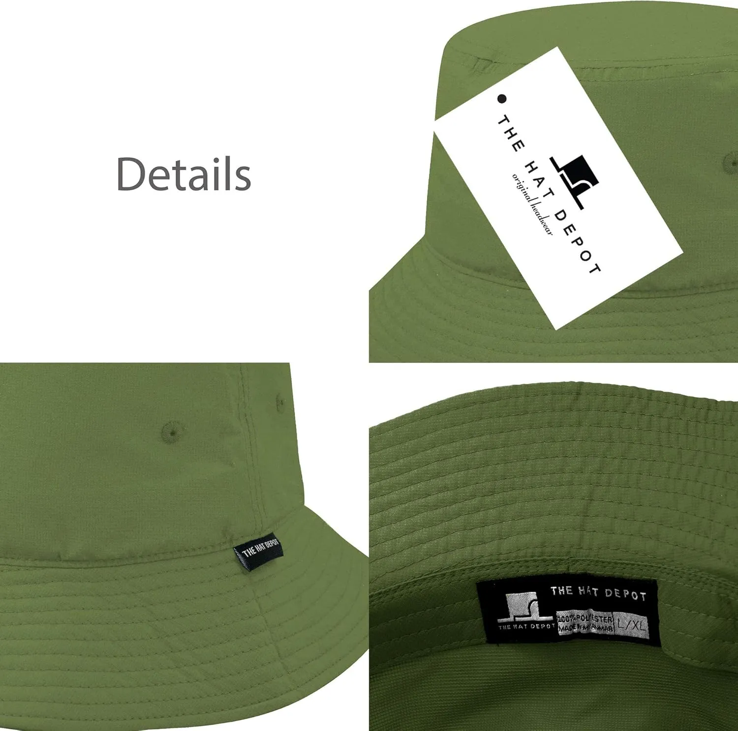 The Hat Depot Lightweight, Quick Dry Polyester Packable Nylon Bucket Sun Hat