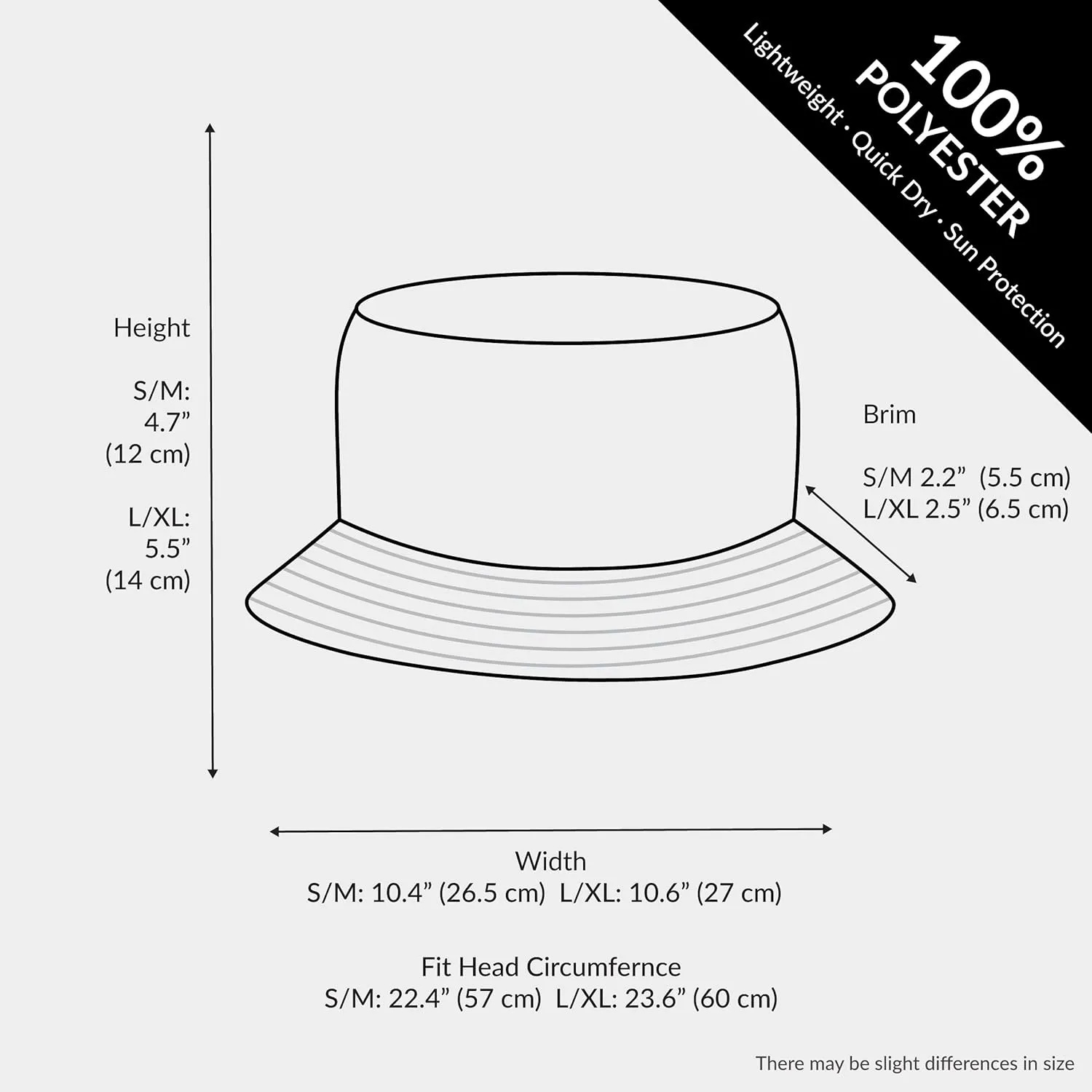 The Hat Depot Lightweight, Quick Dry Polyester Packable Nylon Bucket Sun Hat