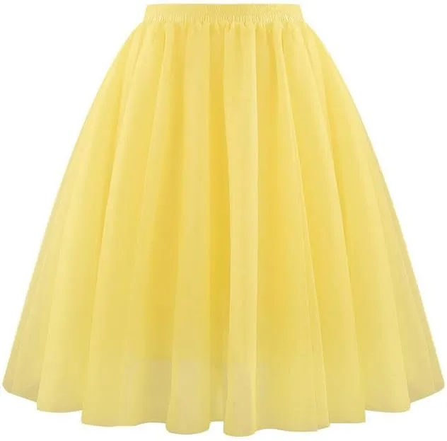 Tulle Skirts for Women Solid Color Fashion Layered Knee Length Mini Skirt 2025 Casual Cute Puffy Wedding Prom Skirts