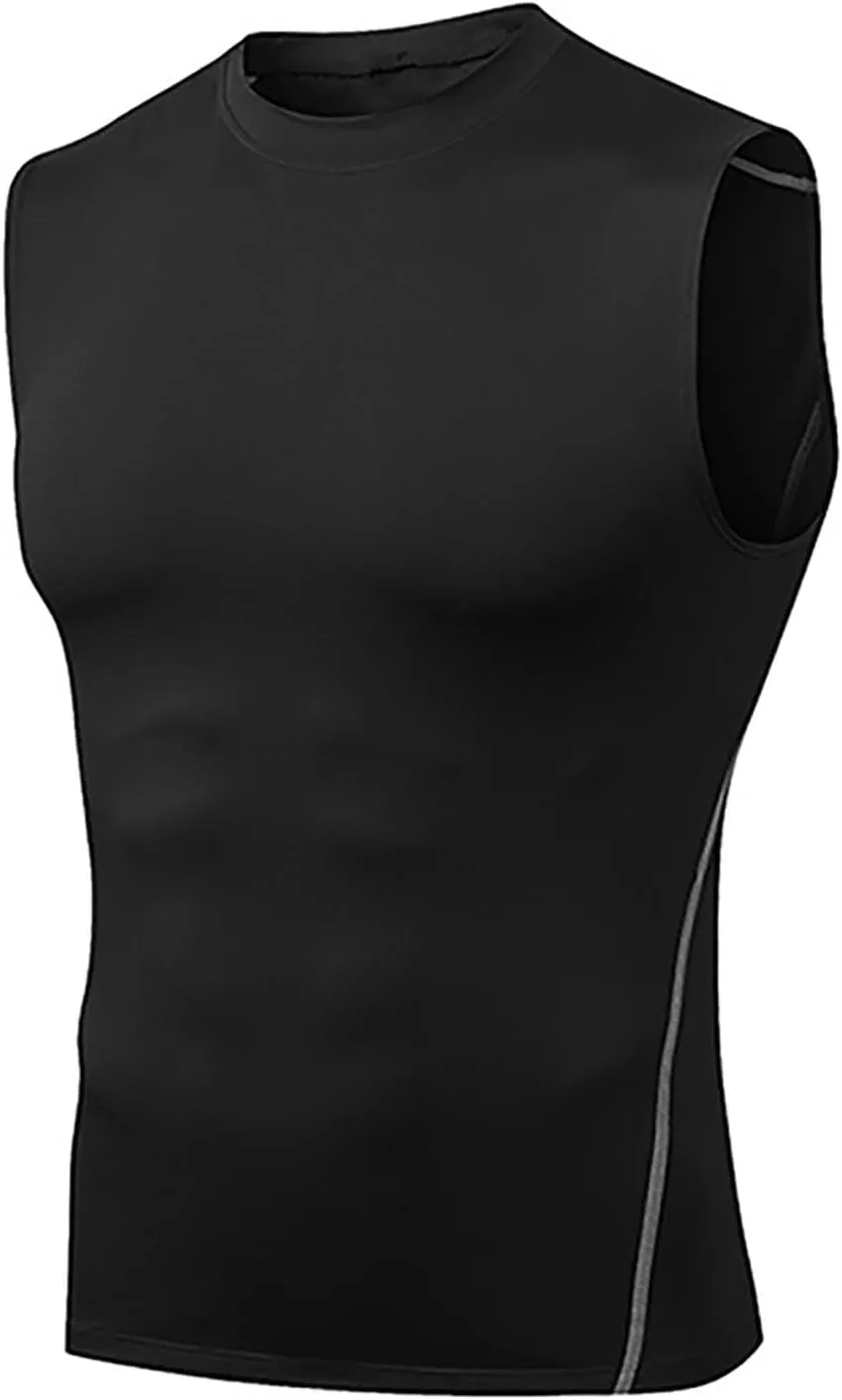 Uillui Mens Compression Shirts Sleeveless Slimming Shaper Vest Gym Workout Muscle Tank Tops Tummy Control Sports Undershirts