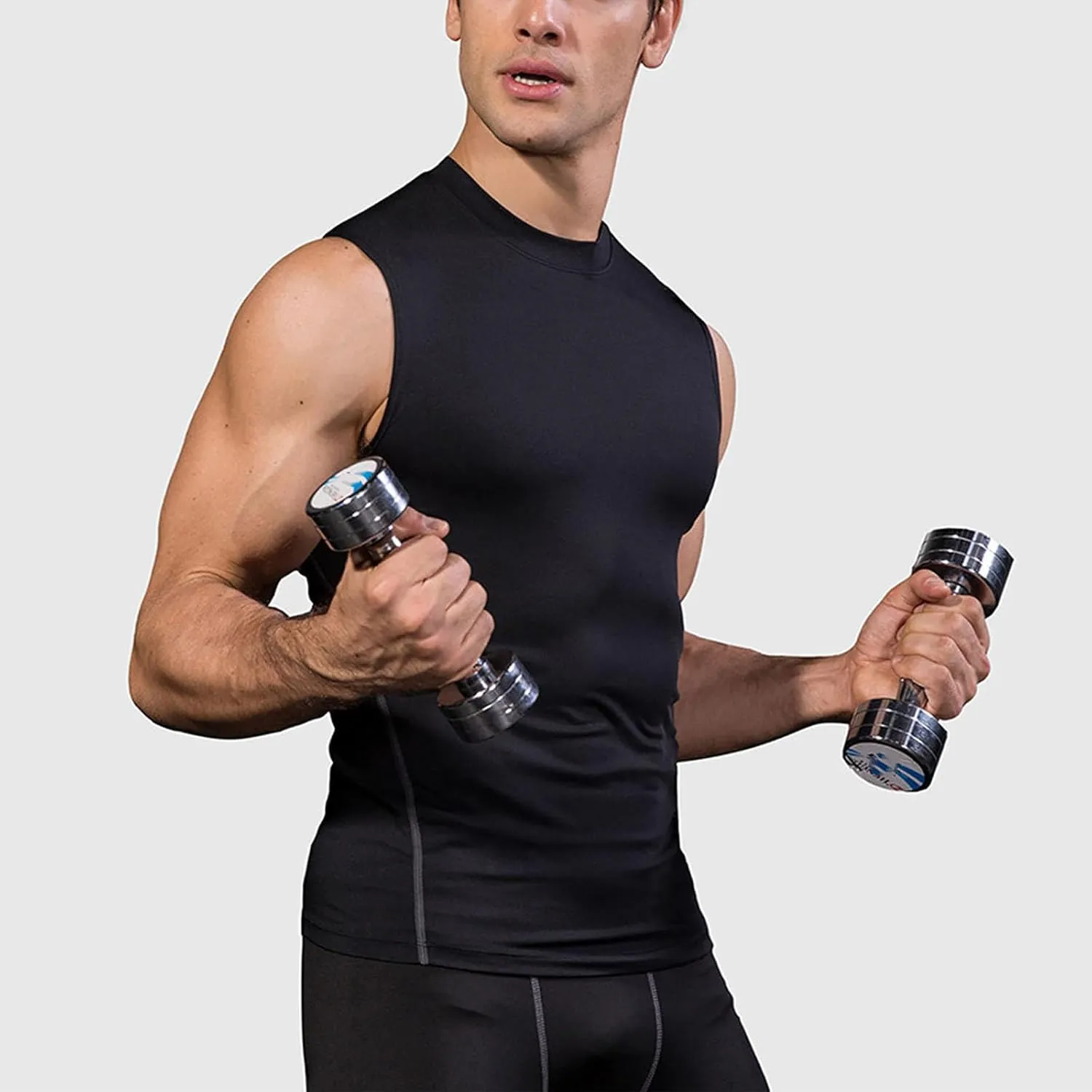 Uillui Mens Compression Shirts Sleeveless Slimming Shaper Vest Gym Workout Muscle Tank Tops Tummy Control Sports Undershirts