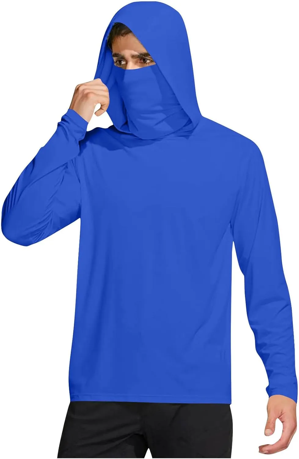 UPF 50  Shirts for Men Long Sleeve UV Sun Protection Rash Guard Fishing Shirts Lightweight Sun Hoodies with Face Mask