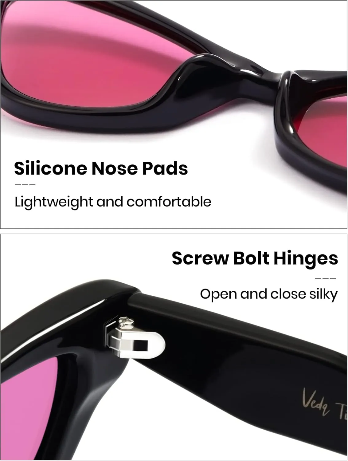 Veda Tinda Vision Cat Eye Sunglasses for Women Tinted Polarized Retro Rave Large Cateye Vintage Womens Glasses UV Protection