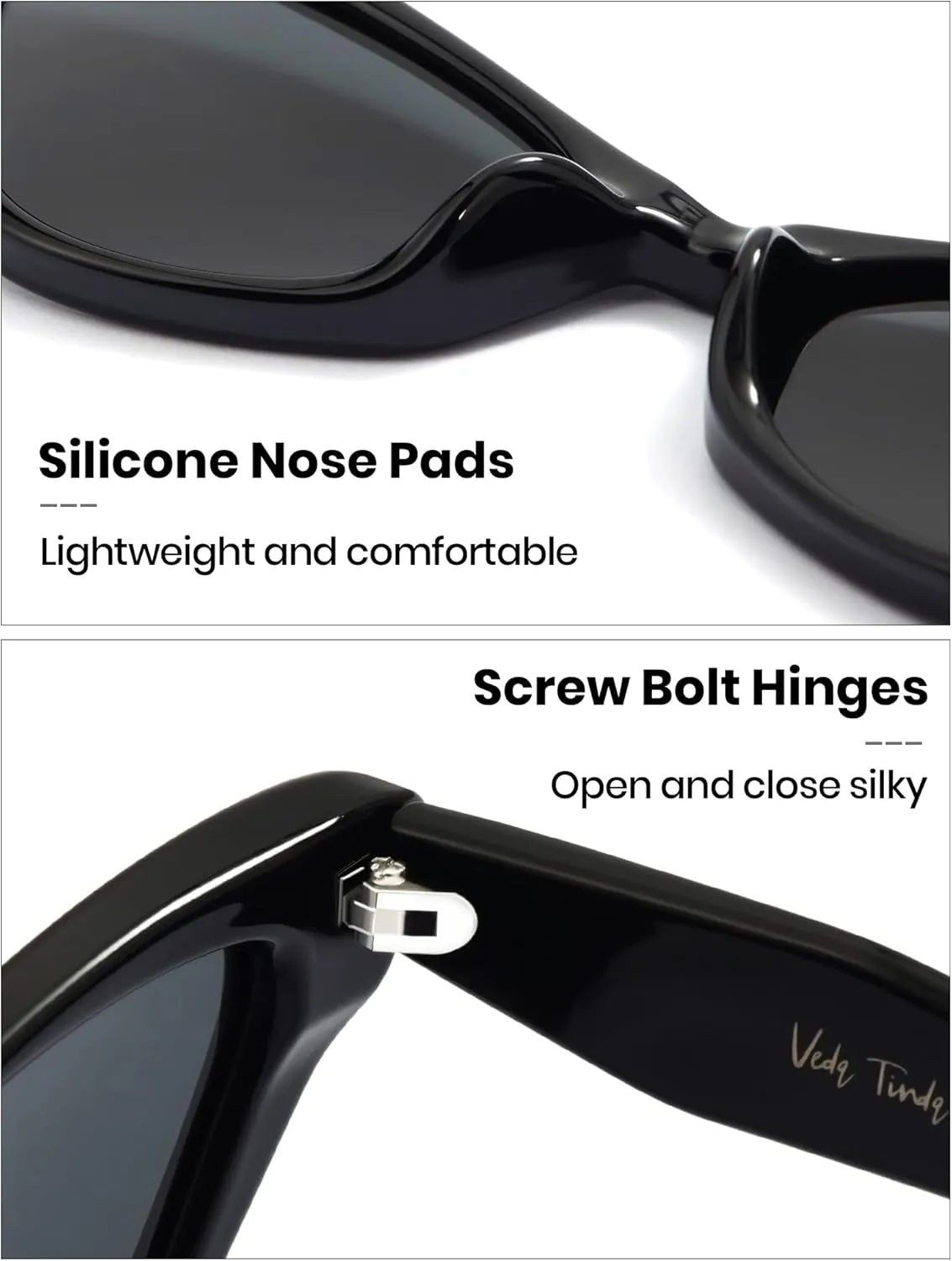 Veda Tinda Vision Cat Eye Sunglasses for Women Tinted Polarized Retro Rave Large Cateye Vintage Womens Glasses UV Protection