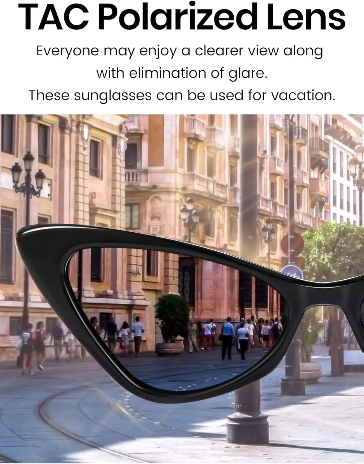Veda Tinda Vision Cat Eye Sunglasses for Women Tinted Polarized Retro Rave Large Cateye Vintage Womens Glasses UV Protection