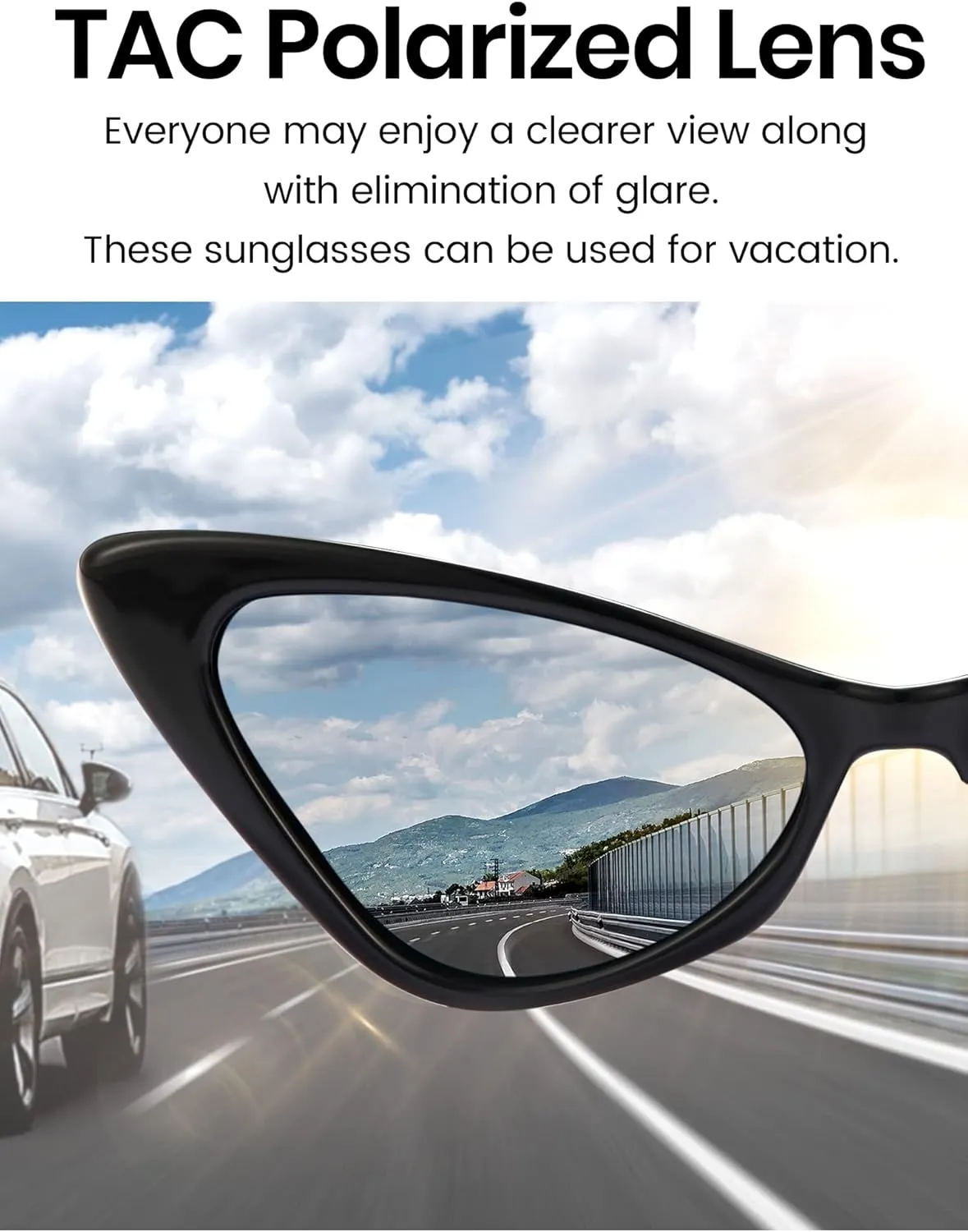 Veda Tinda Vision Cat Eye Sunglasses for Women Tinted Polarized Retro Rave Large Cateye Vintage Womens Glasses UV Protection