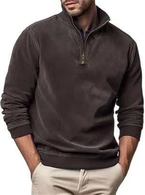 Velvet Sweatshirt Men Advantage Performance Mock Neck Thermal Long-Sleeve Quarter Zip Velour Sweaters Pullover Tops
