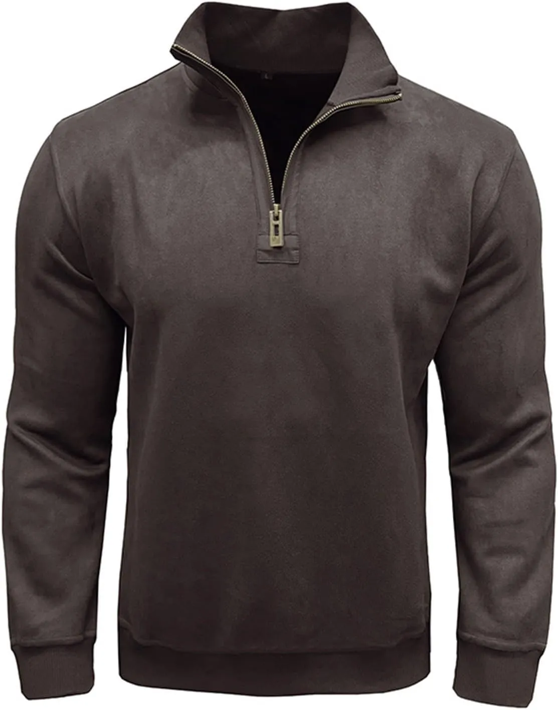 Velvet Sweatshirt Men Advantage Performance Mock Neck Thermal Long-Sleeve Quarter Zip Velour Sweaters Pullover Tops
