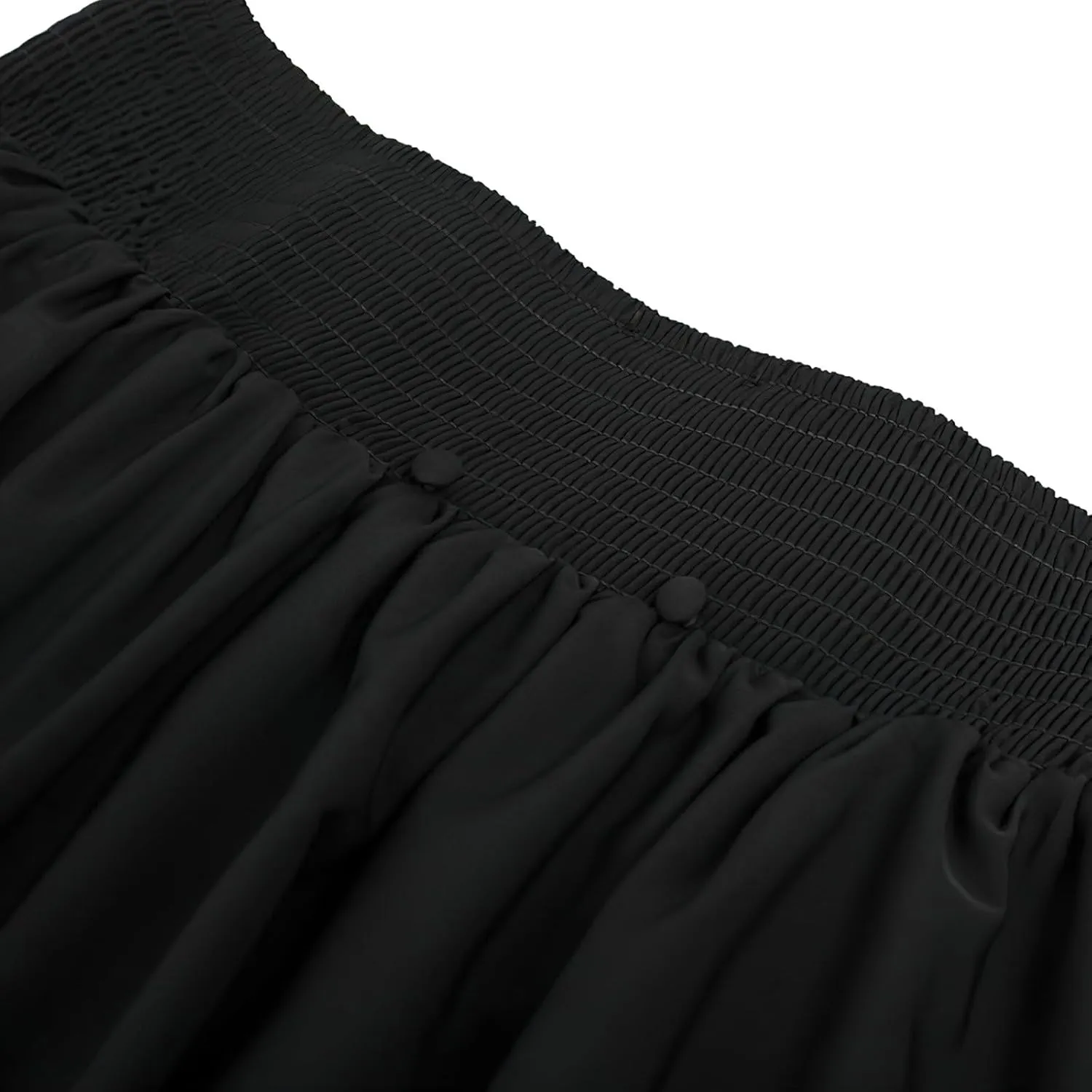 Victorian Vintage Maxi Skirt for Women Renaissance Tiered Ruffle A-Line Skirts Smocked High Waist Double-Layer Skirt